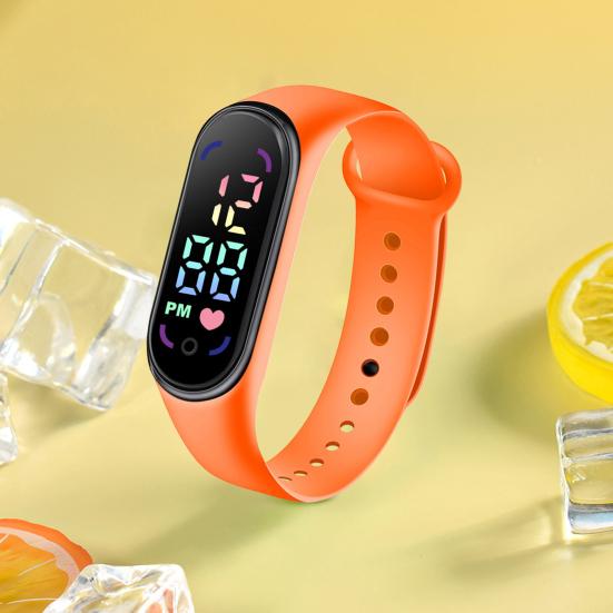 Студенческие детские электронные часы, модный водонепроницаемый спортивный браслет со светодиодным дисплеем, закругленный циферблат, регулируемый силиконовый ремешок, цифровые детские часы