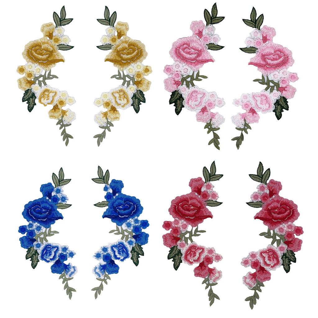 1 пара цветочных аппликаций из ткани, вышитых нашивок, нашивок с цветочной вышивкой для одежды, джинсов, курток, украшений