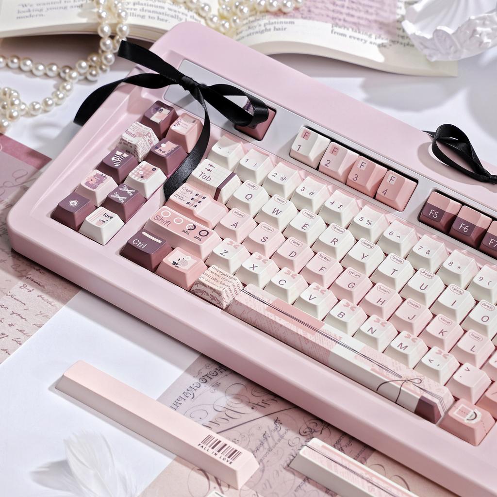 Keycaps Princess Handbook Girl Cute Pink Soa Cherry Pbt Material Sublimation 140 Key Alice Layout 7U Spacebar Keycap