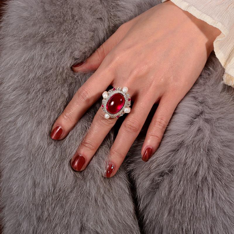 Gica Gema Кольцо из стерлингового серебра 925 пробы с овальным рубиновым жемчугом 13*18 мм, драгоценные камни и бриллианты, свадебное обручальное кольцо, ювелирные изделия