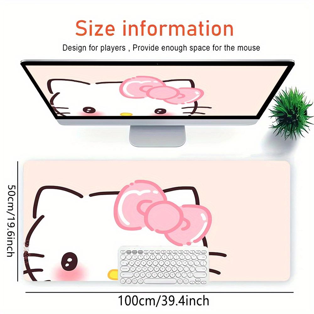 Kitty, Bow Themed XXL Mouse Pad - Non-slip Rubber Desk Mat for Gaming and Office Use, Multi-Function Keyboard and Mouse Pad, Ideal Gift for