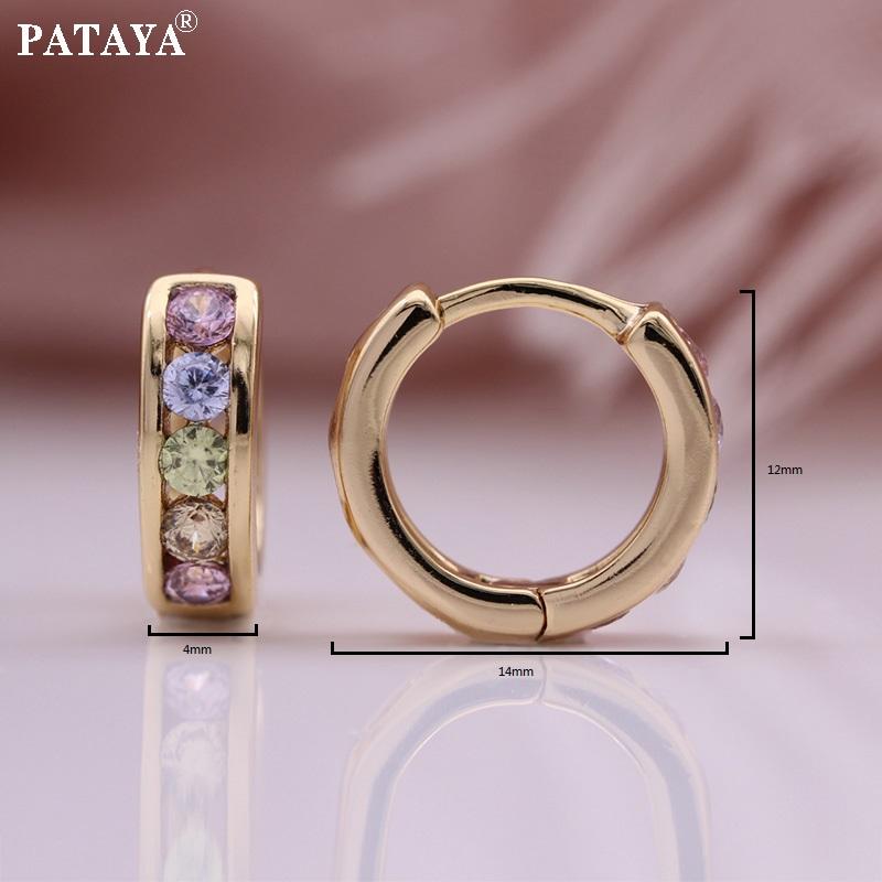 PATAYA Серьги из искусственного циркона цвета розового золота, круглые разноцветные серьги в стиле свежей девушки