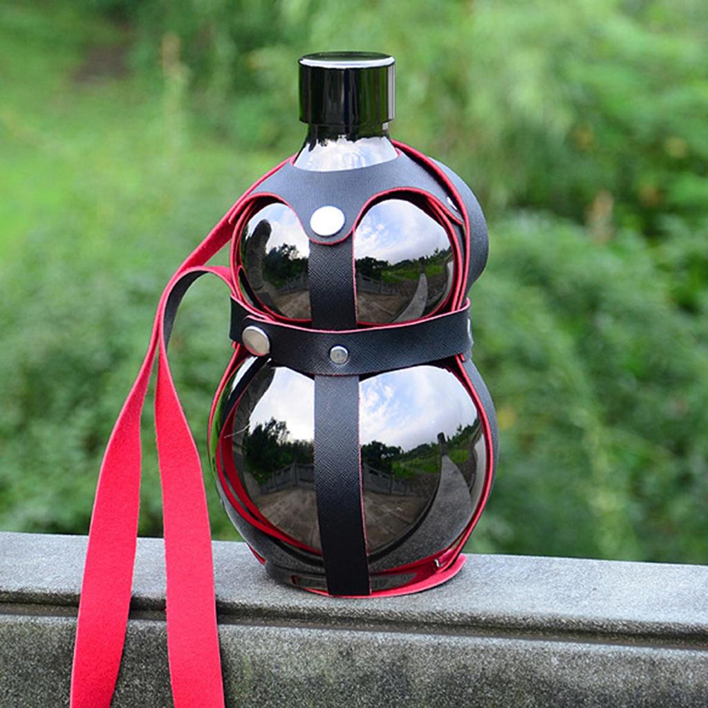 Stainless Steel Bottle Pumpkin Bottle - Kettle with Leather Strap for Outdoor Storage of Drinks Barbecues