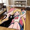 Sailor Moon Flannel Pattern Square Carpet,Area Rug,Carpet Rug for Living Room Bedroom Sofa Playroom Decor,Non-slip Floor Mat