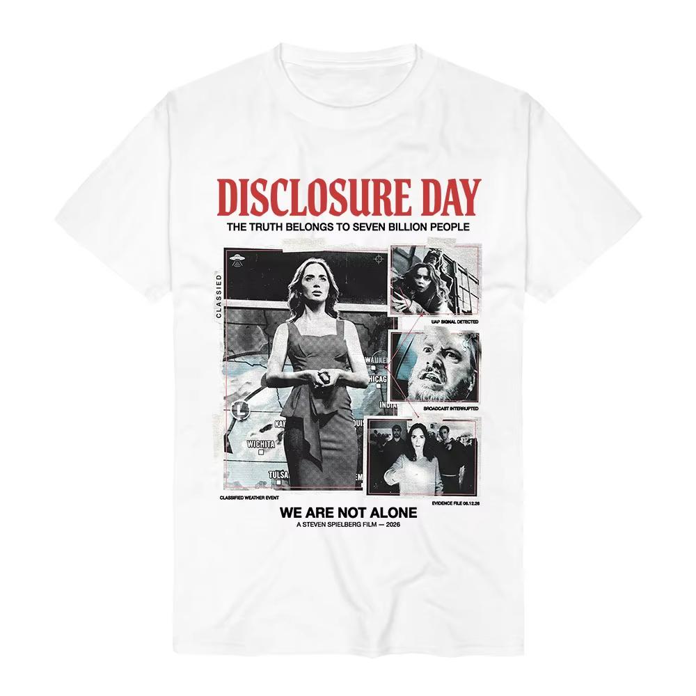 2026 Summer We Are Not Alone Print Tees Disclosure Day Film Design T-shirt Graphic Merch Cotton Short Sleeve Casual Clothing