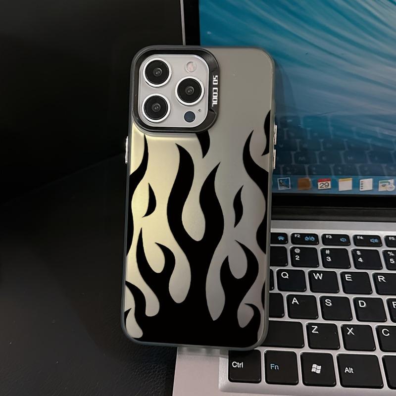 Черный чехол для телефона с дизайном в виде пламени, подходит для iPhone 17 16 15 14 13 12 11 Pro/Max/Plus, противоударная задняя крышка