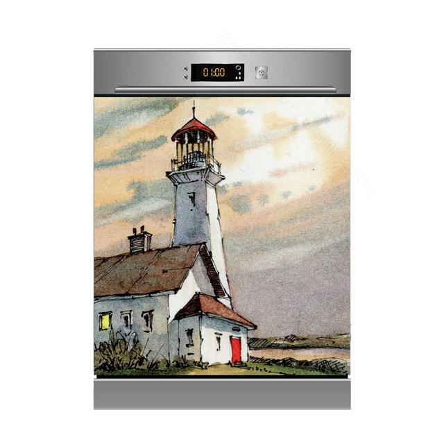 Наклейки на стену с солнечными цветами, чтобы покрыть холодильник, сельскую кухню, холодильник, пляжную ракушку, черную кошку, посудомоечную машину, виниловые 3D настенные фрески для дома