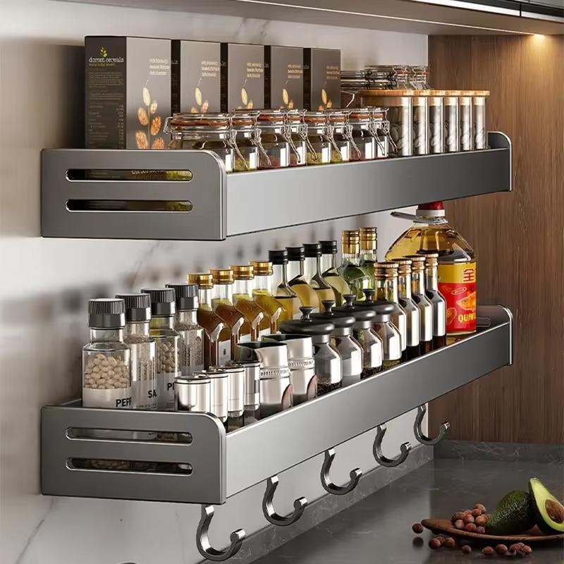 50CM Kitchen Storage Rack Seasoning Rack Wall-Mounted Condiment Multi-Functional Household Kitchen Organizer Storage Rack