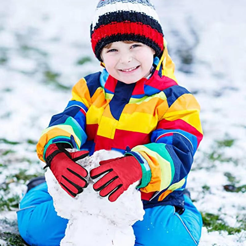 Children's Gloves Winter Warm And Thick Ski Gloves Solid Color Cold Proof And Warm Cycling Gloves With Fleece