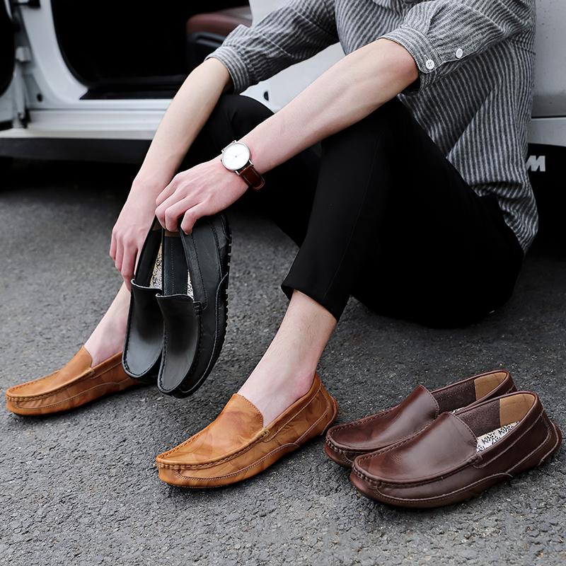 Men's Slip On Casual Leather Shoes Lightweight Loafers Moccasins Comfortable Driving Shoe