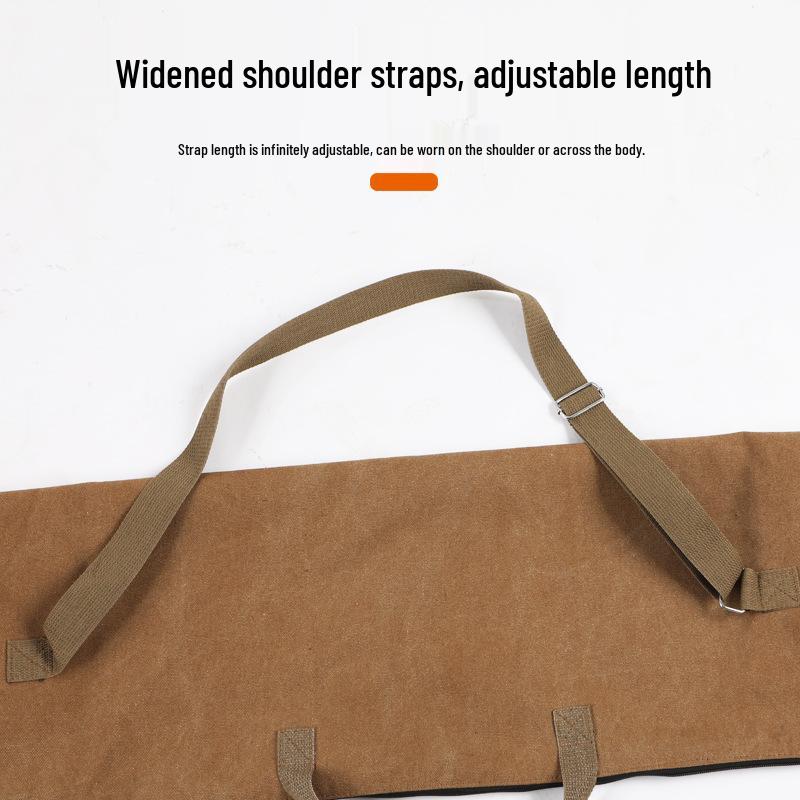 Foldable Canvas Fishing Rod Bag: Large Capacity, Thickened Storage with Zipper, for Outdoor Tackle and Umbrella.