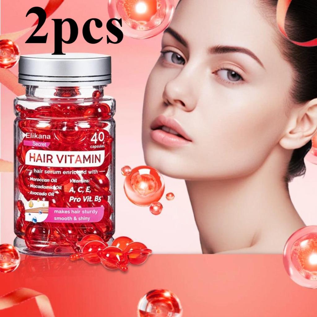 2 Bottles Hair Essential Oil Capsules. Leave-In Hair Conditioner, Hair Oil, Nourishing and Moisturizing Hair, Capsule Conditioner