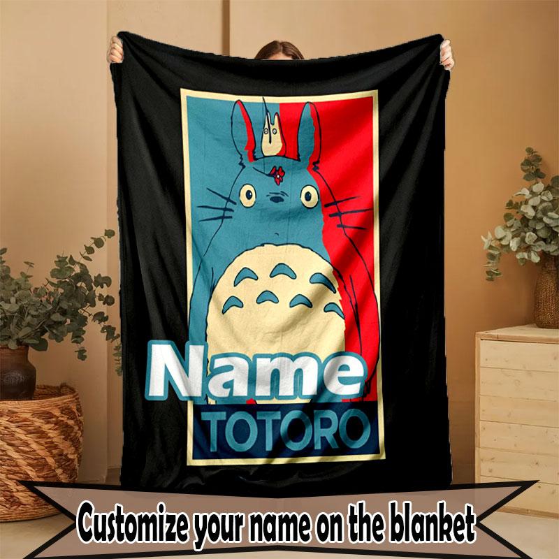 Custom Name Personalized My Neighbor Totoro Print Blanket, Home Decor, Bedroom, Sofa, Camping, Couch, Gifts for Birthday Christmas