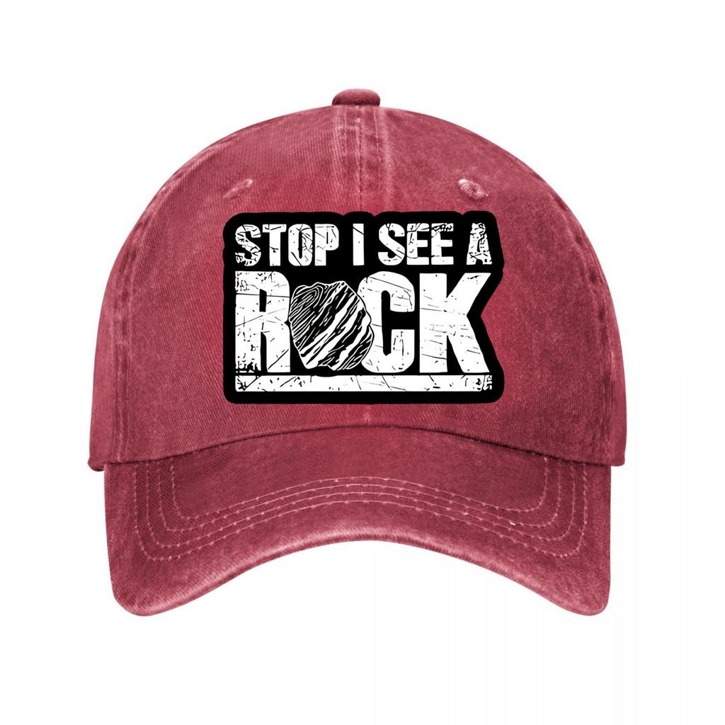 Stop I See A Rock Vintage Baseball Cap New Vintage Washed Cotton Baseball Cap Parent Kids Sun Hats