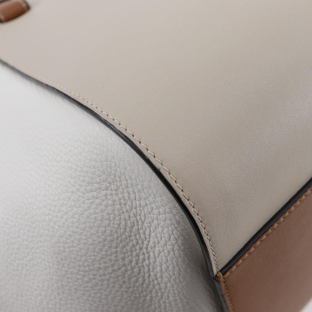 Loewe Гамак Маленькая Сумка 2WAY Плечевая Коричневый / Белый Телячья Кожа Женская Б/У