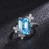 Jewelry Popular Simulation Topa Blue, Simple Wind Live Ring Main Stone 10 * 14