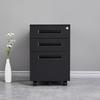 Mobile Three-Drawer Metal File Cabinet with Lock for Under-Desk Office and Printer Storage