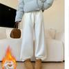 Ao-grained Velvet Sweatpants for Women In Autumn and Winter New Thickened Warm Windproof Cotton Pants for Tying Feet Plus Velvet Sweatpants