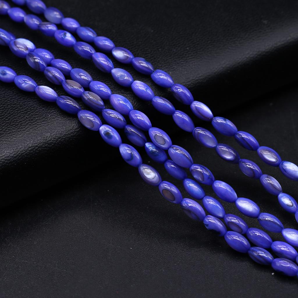 1Strand Natural Freshwater Shell Beads Dyeing Rice Shape Loose Spacer Beads for Jewelry Making DIY Necklace Bracelet Earring Accessories 4x8mm