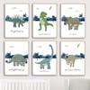 Cartoon Dinosaur Jungle Kawaii Dino Baby Shower Poster Nursery Canvas Painting Wall Art Print Picture Children Kids Room Decor