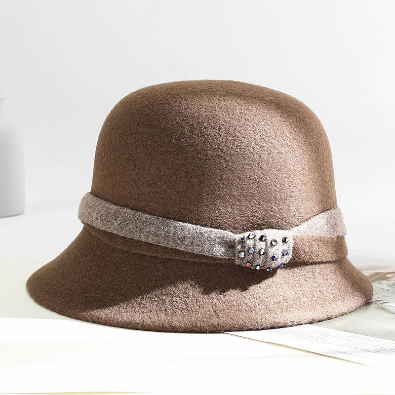 Новая шерстяная панама женская осенне-зимняя элегантная шляпа-ведро для улицы, теплая шерстяная шляпа-топ