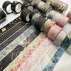 3 рулона в коробке Золотая фольга с цветочным узором DIY Декор для дневника Ручная запись Коллаж Декорация для подарка Ручная работа Декоративная лента