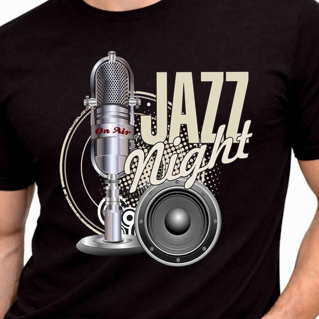 Jazz Night On Air Microphone Vintage Speaker Music Concert Lover Graphic T-Shirt