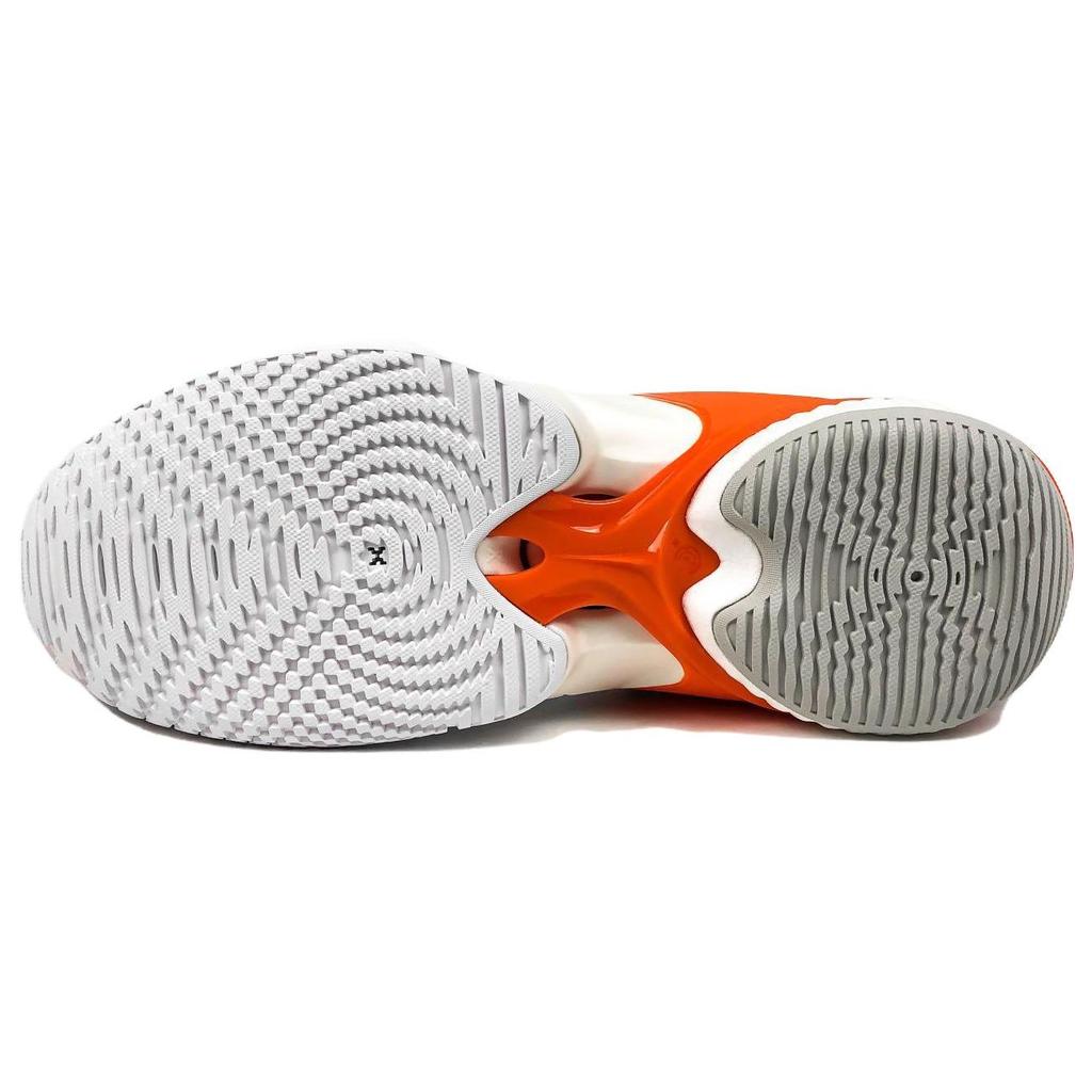 Li-Ning Air Strike 10 Удобные модные амортизирующие баскетбольные кроссовки среднего размера для мужчин, синие, оранжевые, ABAT089-9