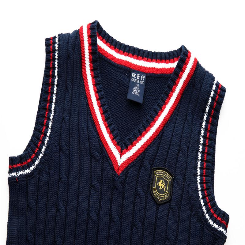 Детский вязаный хлопковый свитер-жилет для девочек и мальчиков - школьная и хоровая форма