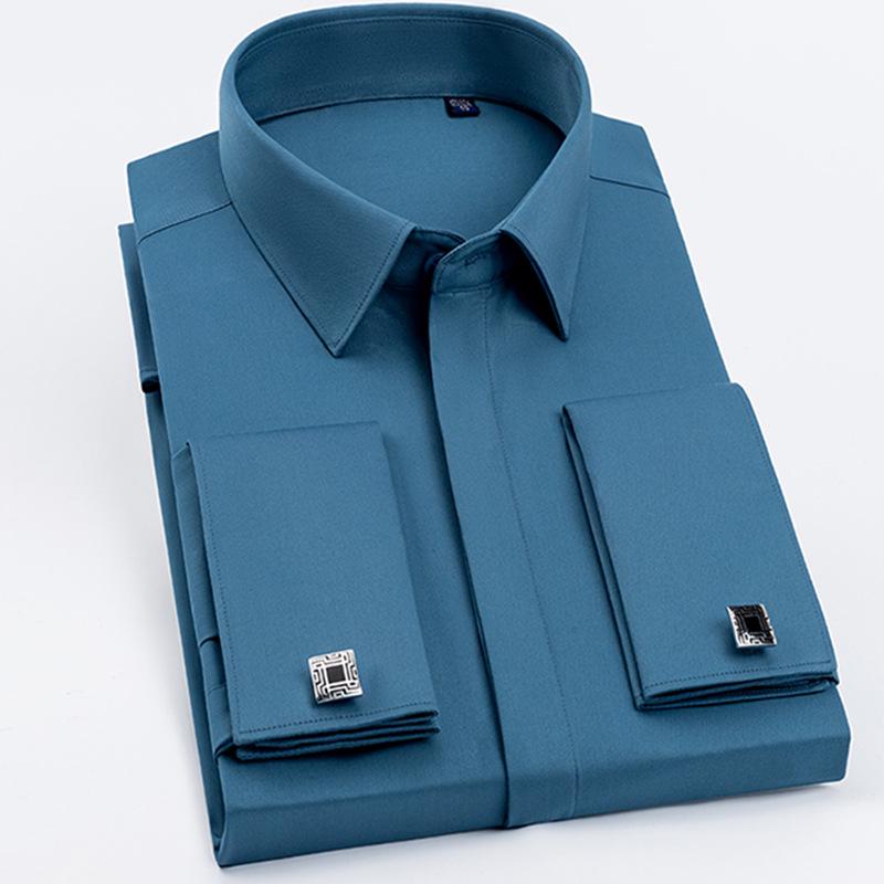 Мужская роскошная бамбуковая рубашка с длинным рукавом - Business Casual, скрытая пуговица, идеально подходит для весны и осени