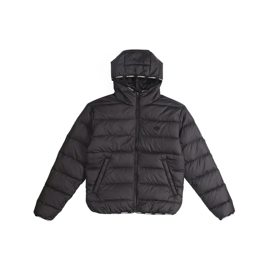 Adidas Оригинальный двусторонний пуховик на молнии с вышитым логотипом трилистника и капюшоном, мужская верхняя одежда, черный GE1282