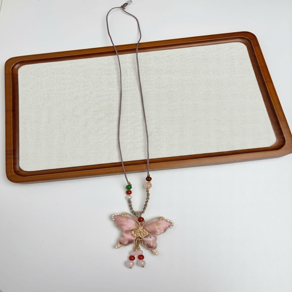 Traditional Tassels Necklace Butterfly Pendant Embroidered Pendant Necklace  Ethnic Fashion