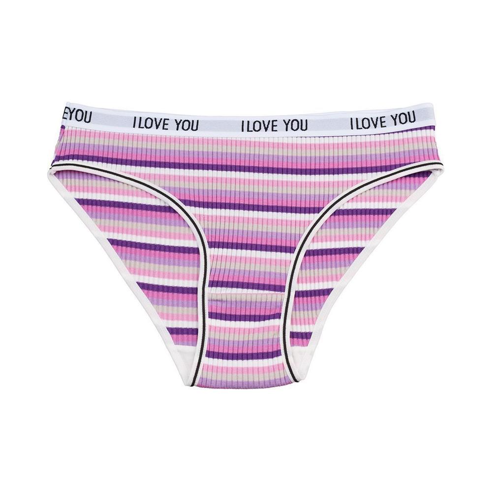 Women's Cotton Underwear Triangle Pants Low Waist Breathable Girls' and Students' Striped Underwear