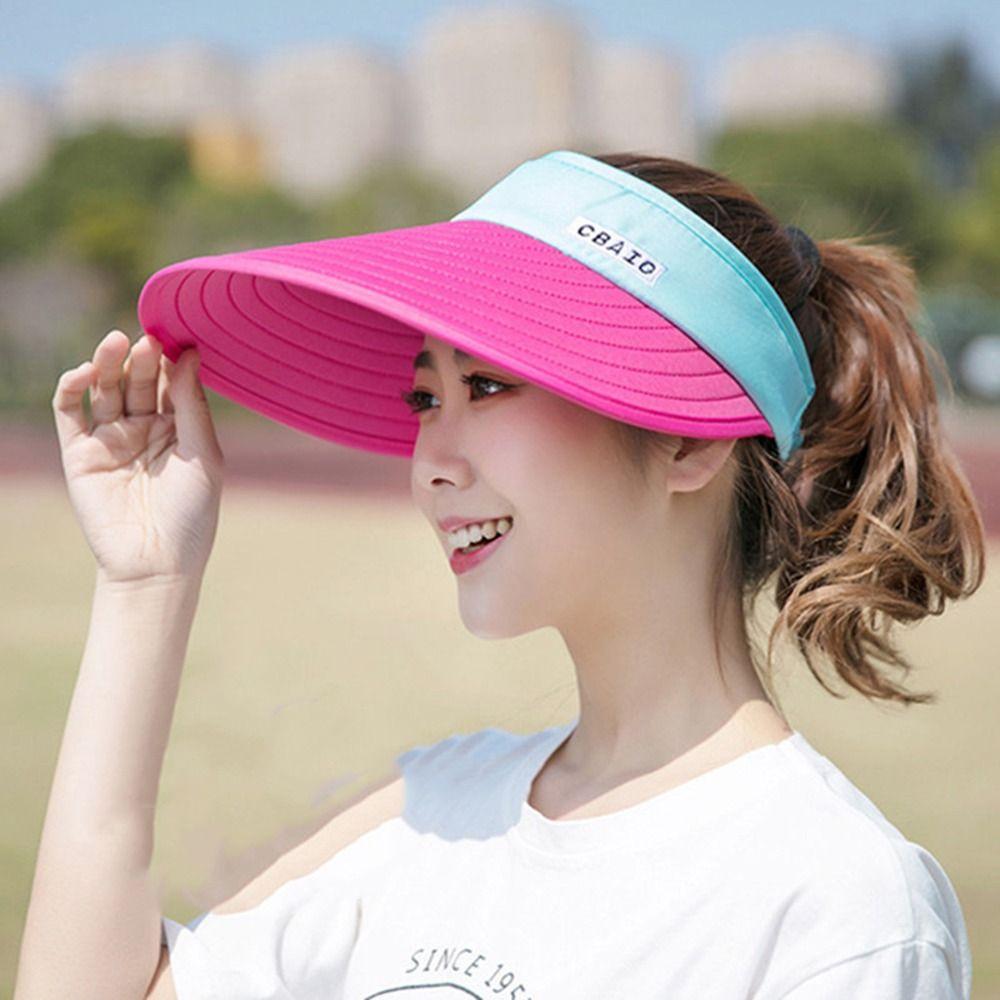 Beach Sunscreen For Women Wide Brim UV Protection Empty Top Hat Korean Style Hat Women Cap Sun Hat