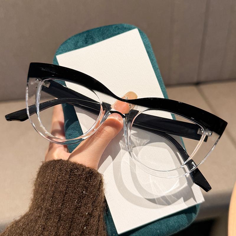Fashionable Large Frame Cat Eye Presbyopia Glasses Hd Anti-Blue Light Reading Glasses Women Men'S Glasses Diopter 1.0 To 4.0