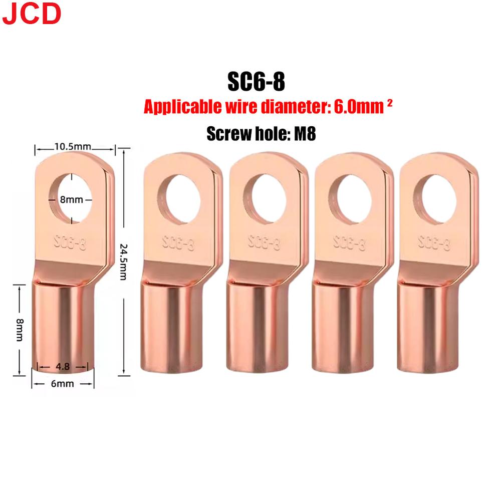 JCD 5/10/20pcs Copper Lug Ring Wire Connectors Bare Cable Electric Crimp Terminal SC4-6 SC6-6 SC6-8 SC10-6 SC16-6 SC16-8 SC25-8