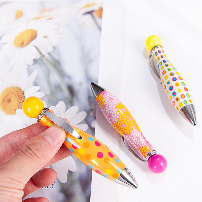Короткая ручка в форме мини-боулинга, элегантная, с принтом в виде точек и цветов, в стиле бохо, шариковая ручка для школы, офисные принадлежности