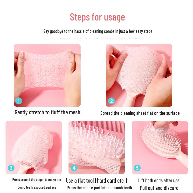 Japanese Air Cushion Comb Cleaning Sheets - Protective Net, Portable, 50 Pieces