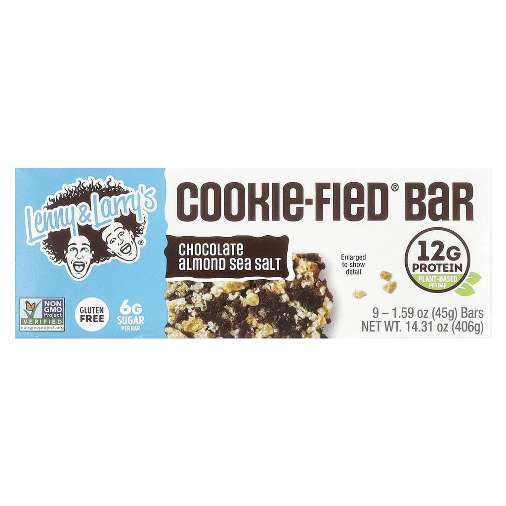Lenny & Larry'S, Complete Cookie-Fied Bar, Chocolate Almond Sea Salt, 9 Bars, 45G (1.59Oz) Each