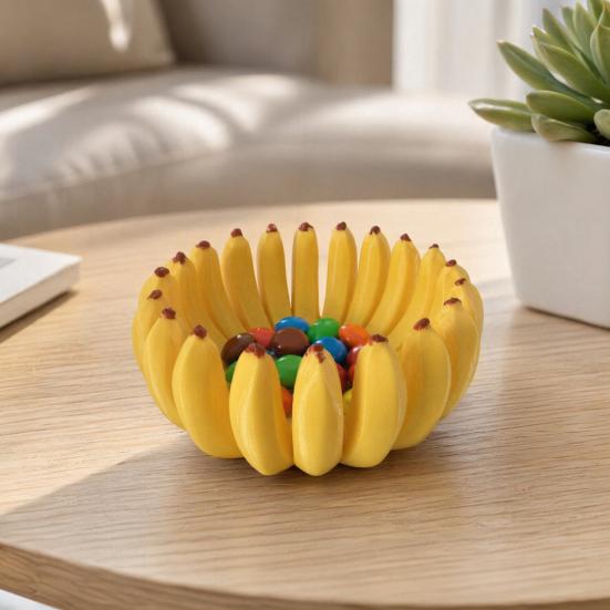 xiaobudian 3D Printed Banana Fruit Bowl, Large Capacity Tray Holder, Decorative Shape Food Serving Plate for Kitchen, Dining Table