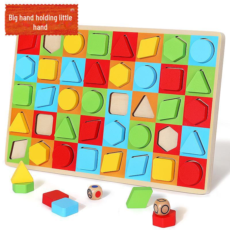 Деревянный пазл Монтессори: Игрушка для сопоставления геометрических фигур для детей 1-3 лет