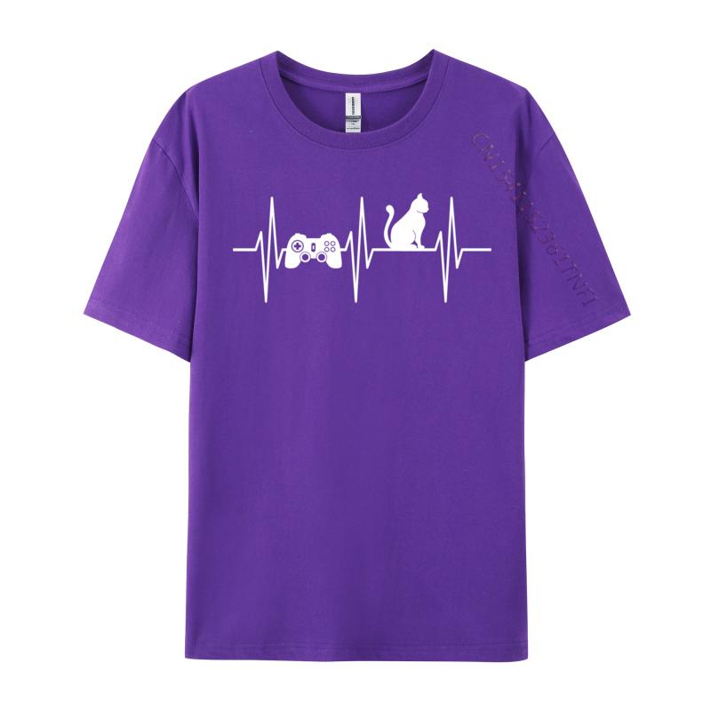 Gamer Ca Gaming Cat Lover Heartbeat Video Gaming Funny Halloween Unisexs T Shirt Classic Tees Funky Tops Tees Free Shipping
