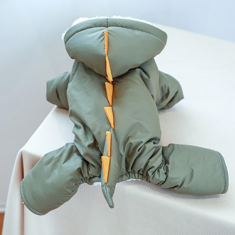 Хлопковая одежда для питомцев, Одежда для собак, Хлопковая одежда с плюшевой подкладкой и утолщенная, с динозавром