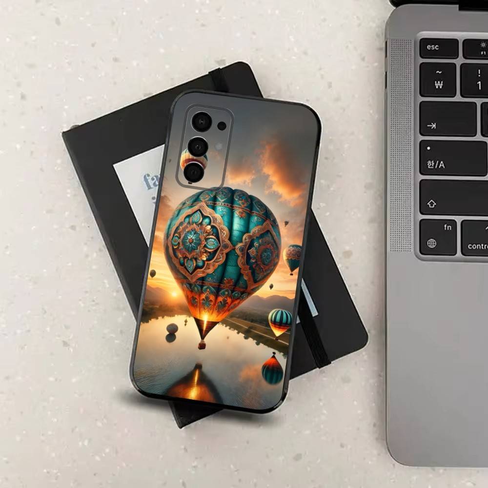 Cute Hot Air Balloon For Samsung Galaxy A73,J7,22,Note,72,41,31,8,9,52,71,53,32,Soft Black Silicone Cover Case