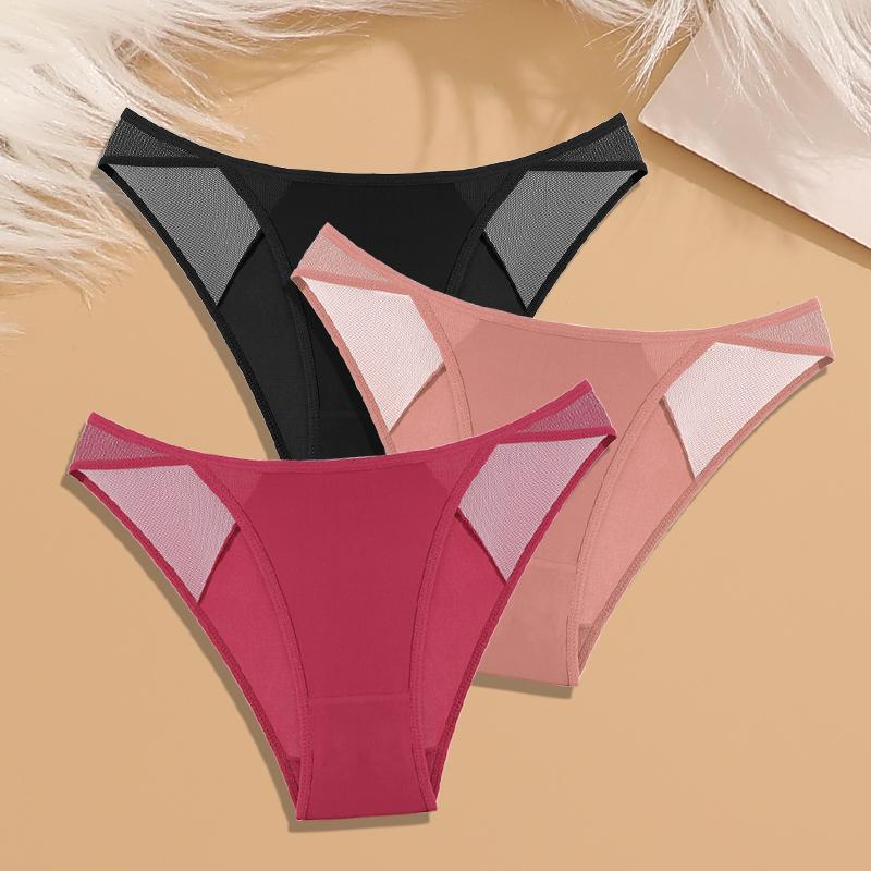 3Pcs Seamless Hollow Out Underwear Patchwork Lace Women's Panties Sexy Low Waist Female Underpants High Quality Briefs