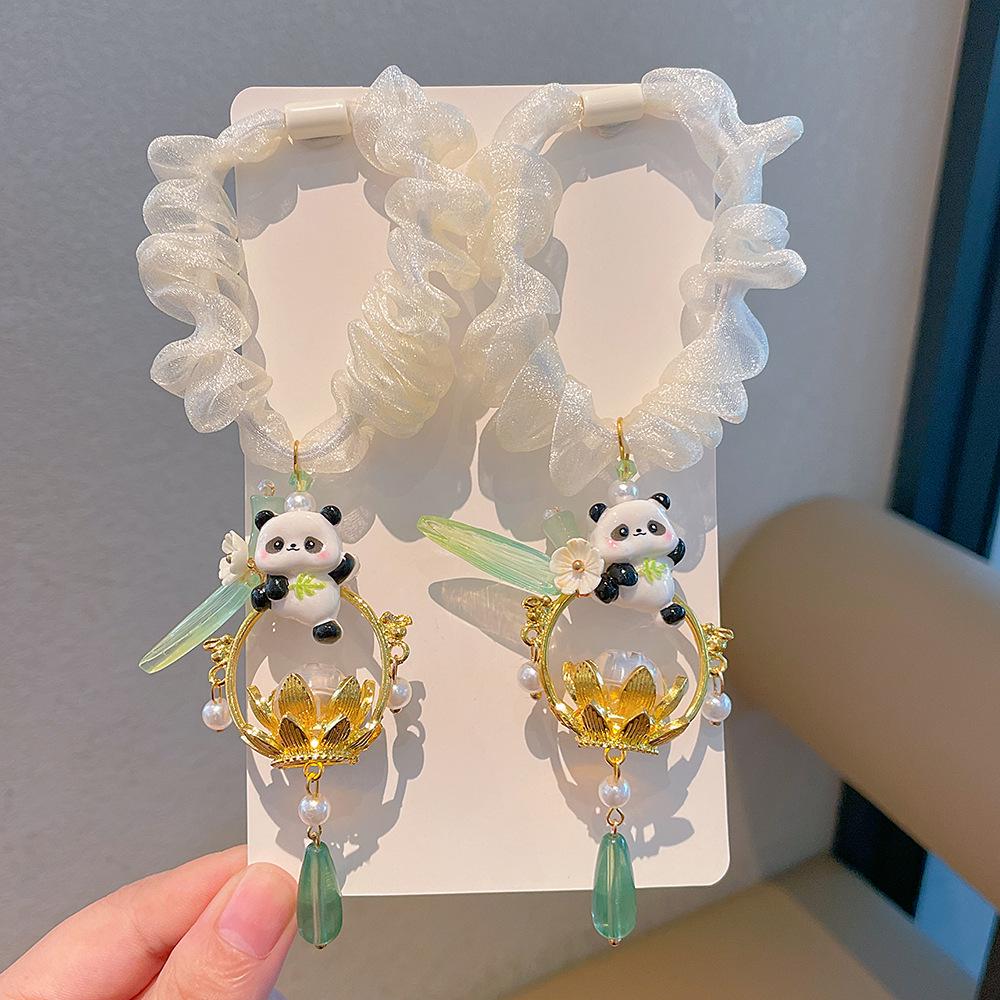 Нежа Панда Рождественские резинки для волос и повязки на голову для девочек - Мультяшные аксессуары для волос без повреждений