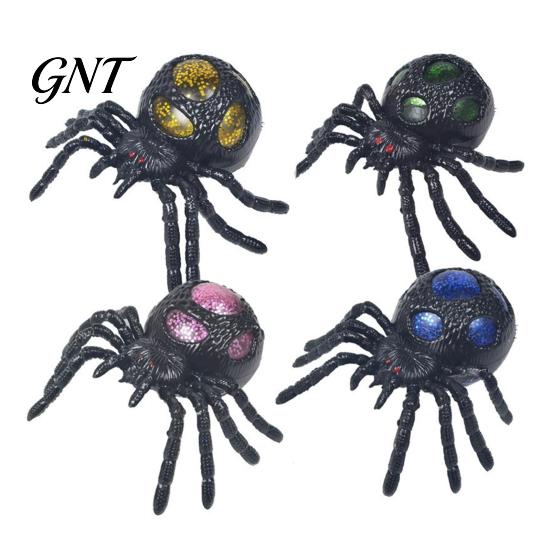 Stretchy Spider Toys 1/4Pcs Halloween Glitter Squeeze Toy, Stress Relief Realistic Scary Prank Toy Party Fake Decoration Anxiety Gadget