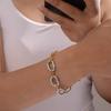 Fashion Jewelry 18k Gold Stainless Steel Gold and Silver Color Hollow Oval Chain Bracelets Women Circle Cross Chain Bracelet