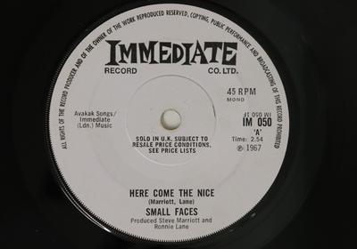 7-дюймовая пластинка SMALL FACES  Here Come The Nice  Talk To You IM050 IMMEDIATE 1967 UK Рок Б/У