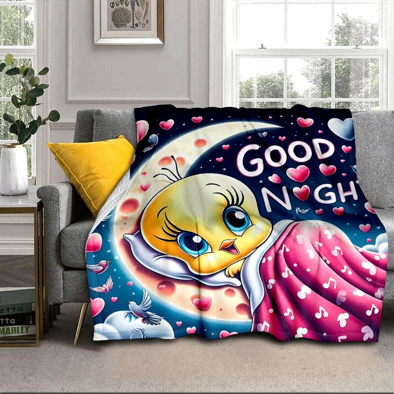 Yellow Bird Nightly Dreams Greeting Blanket Flannel Blanket for bed, sofa, Camping, Hiking, Picnic Essentials, gift for family Fan gifts